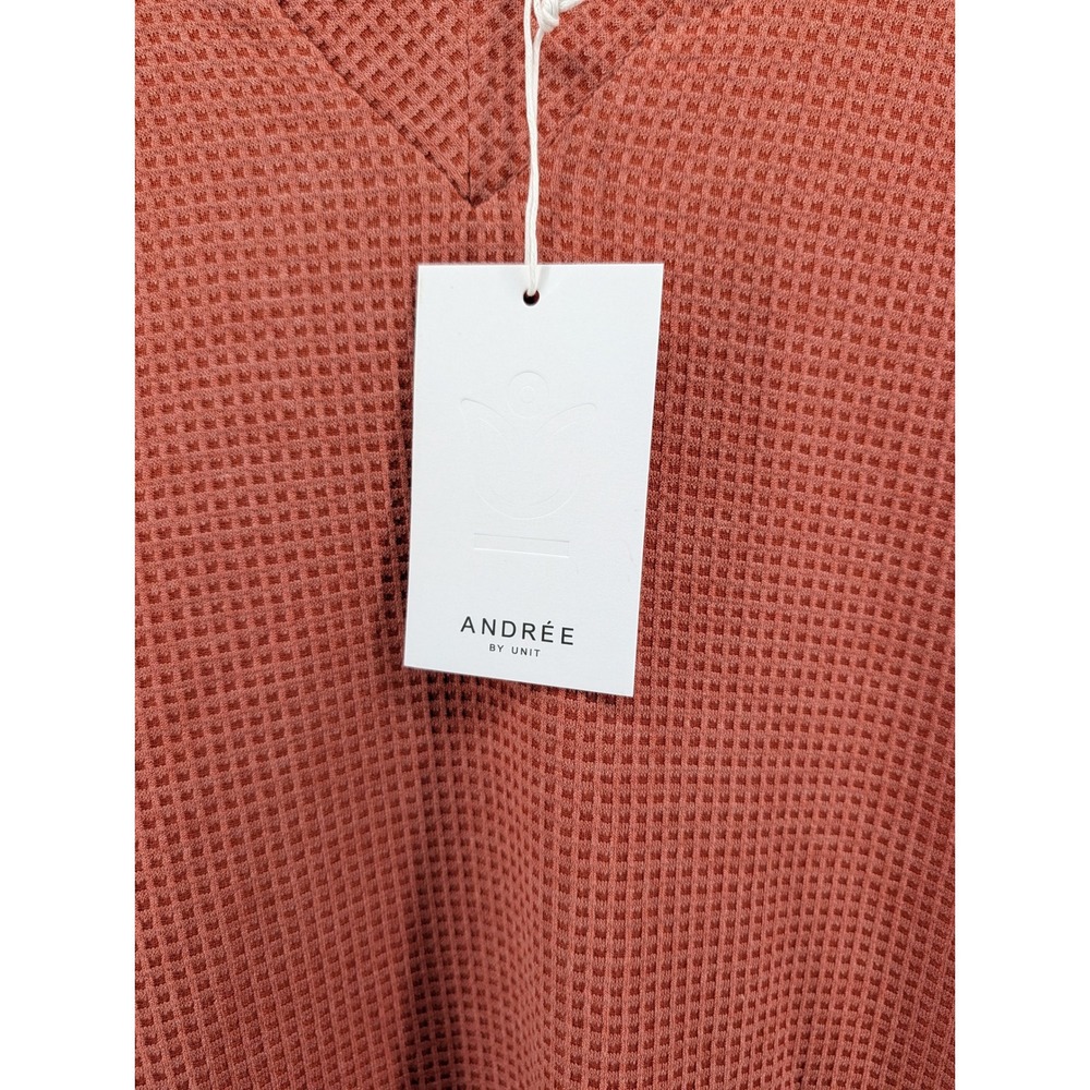 Andree by Unit Waffle Knit Hoodie Dress Women 3X Rust NWT Side Slits Casual - Picture 5 of 7